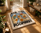 "Are You Pooping?" Funny Bathroom Rug – Premium Plush Anti-Slip Bath Mat | Soft & Washable