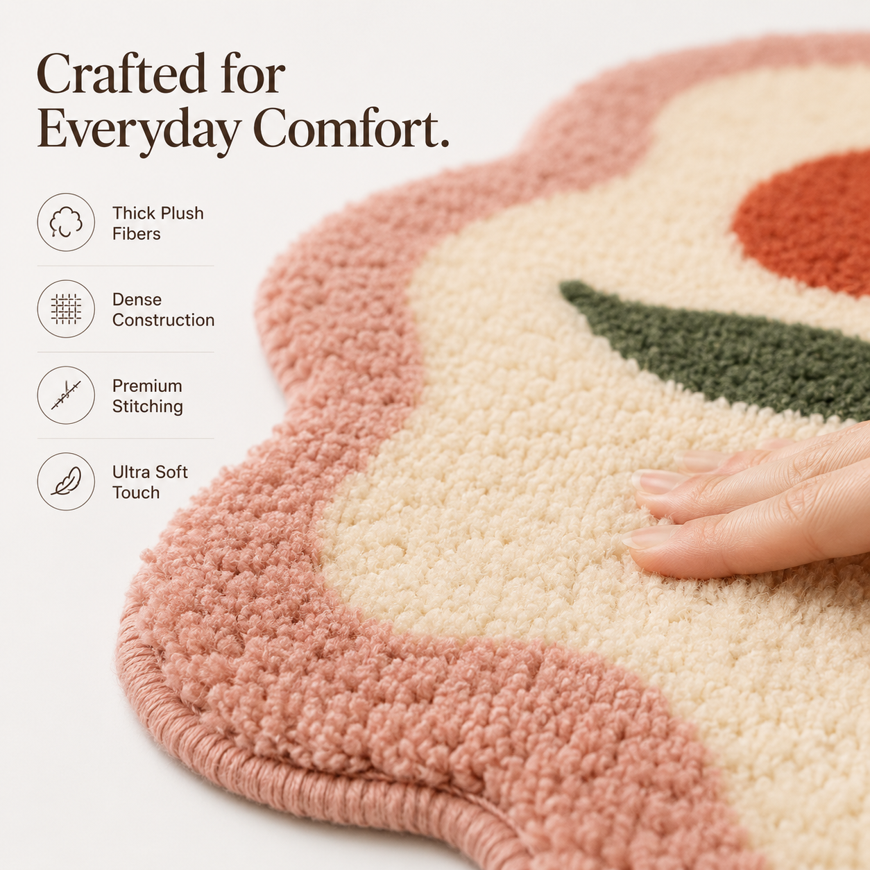 Bloom Flower Tufted Rug | Premium Plush Floral Accent Rug | Soft Decorative Rug
