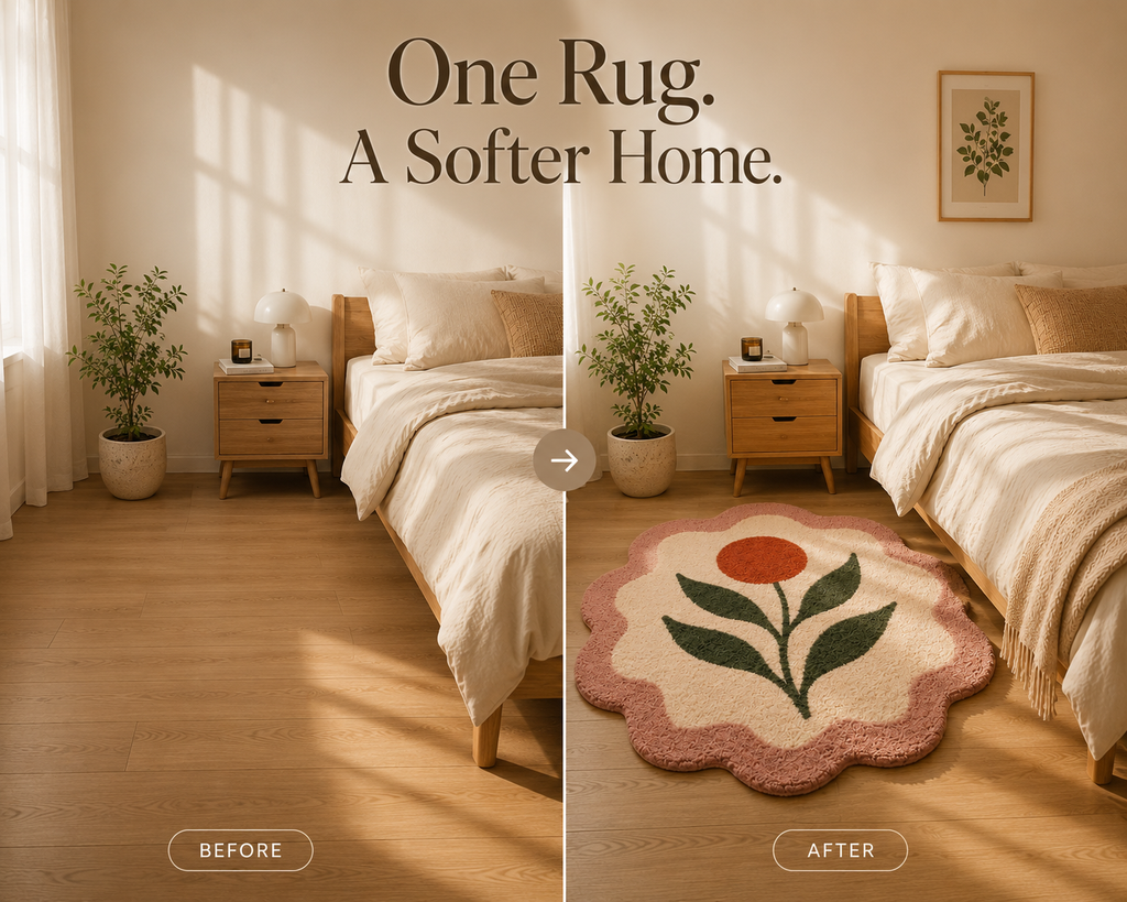 Bloom Flower Tufted Rug | Premium Plush Floral Accent Rug | Soft Decorative Rug