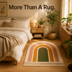 Rainbow Arch Tufted Rug | Soft Plush Boho Bedroom Rug | Premium Scandinavian Home Decor