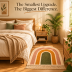 Rainbow Arch Tufted Rug | Soft Plush Boho Bedroom Rug | Premium Scandinavian Home Decor