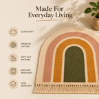 Rainbow Arch Tufted Rug | Soft Plush Boho Bedroom Rug | Premium Scandinavian Home Decor