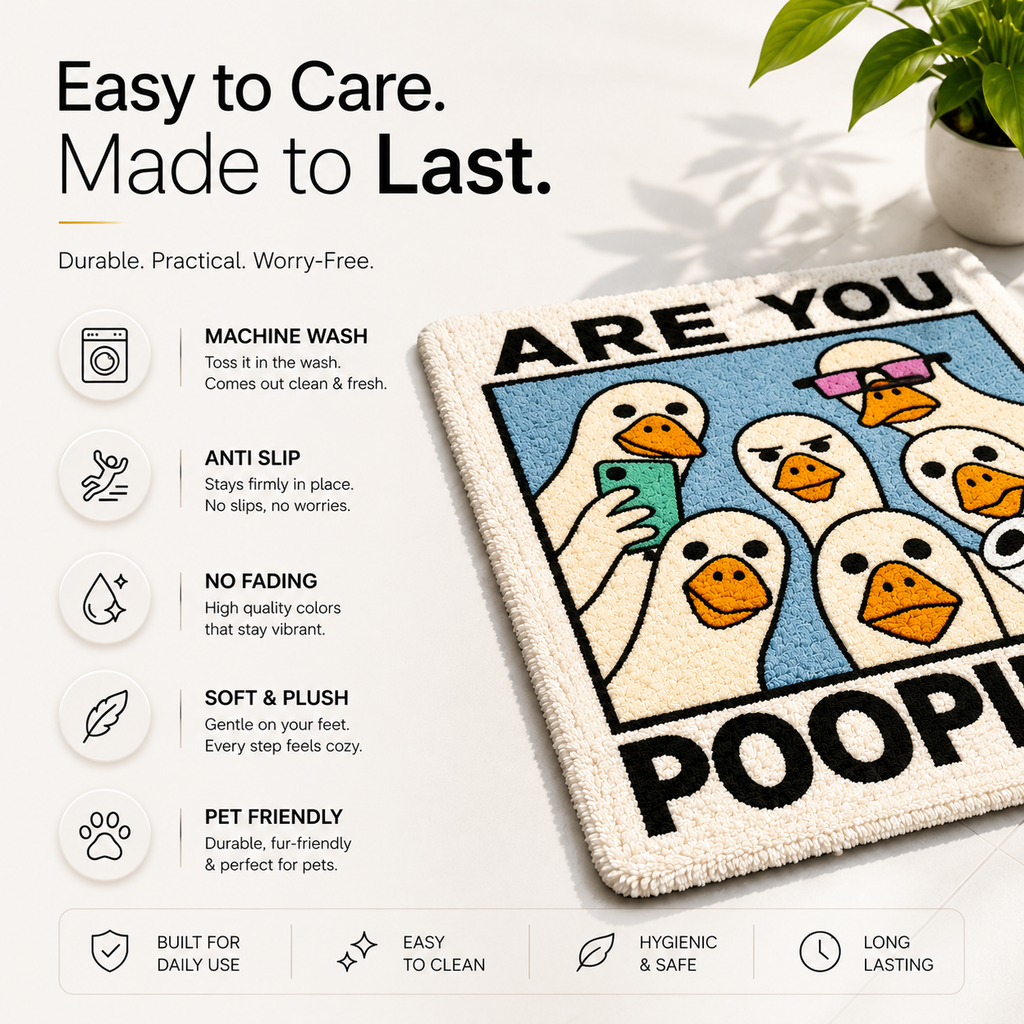 "Are You Pooping?" Funny Bathroom Rug – Premium Plush Anti-Slip Bath Mat | Soft & Washable