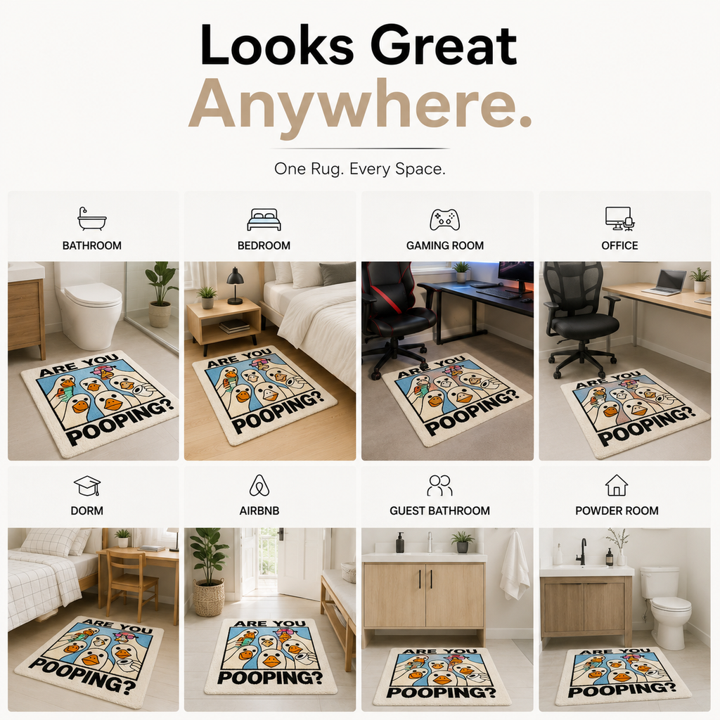 "Are You Pooping?" Funny Bathroom Rug – Premium Plush Anti-Slip Bath Mat | Soft & Washable