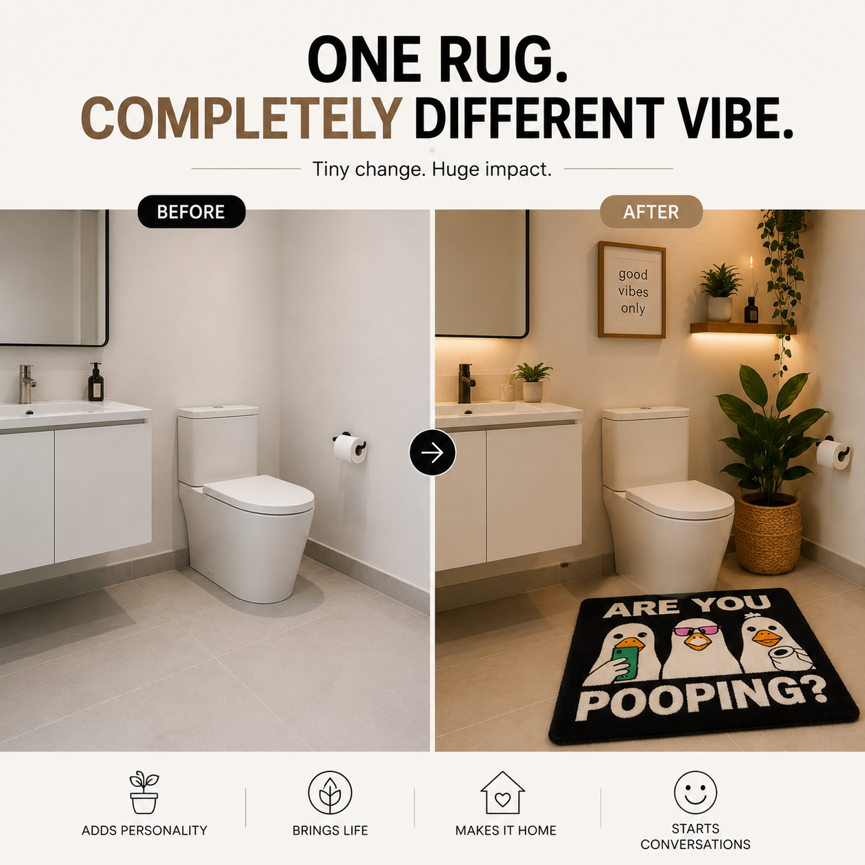 "Are You Pooping?" Funny Bathroom Rug – Premium Plush Anti-Slip Bath Mat | Soft & Washable