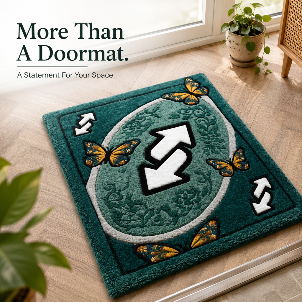 Butterfly Arrow Tufted Doormat | Premium Plush Entrance Rug | Modern Statement Door Mat