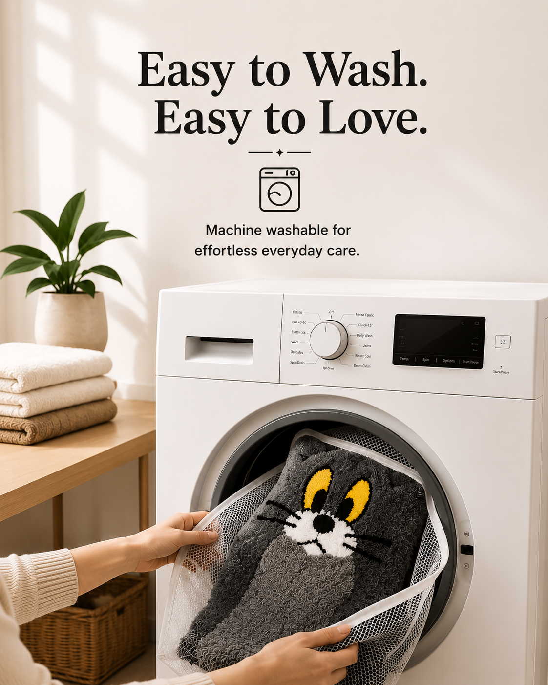 Machine washable for effortless everyday care.