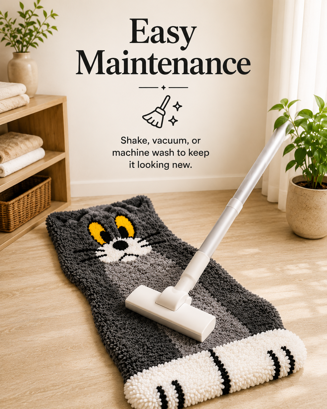 Shake, vacuum, or machine wash to keep it looking new.
