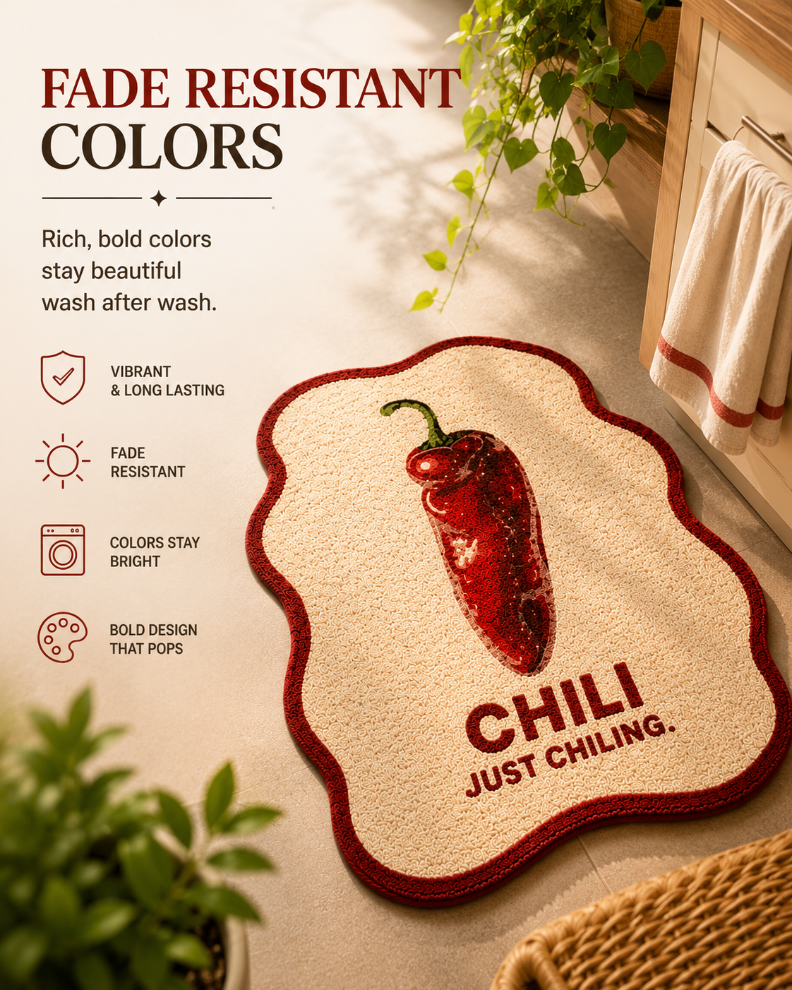 Rich, bold colors stay beautiful wash after wash.
