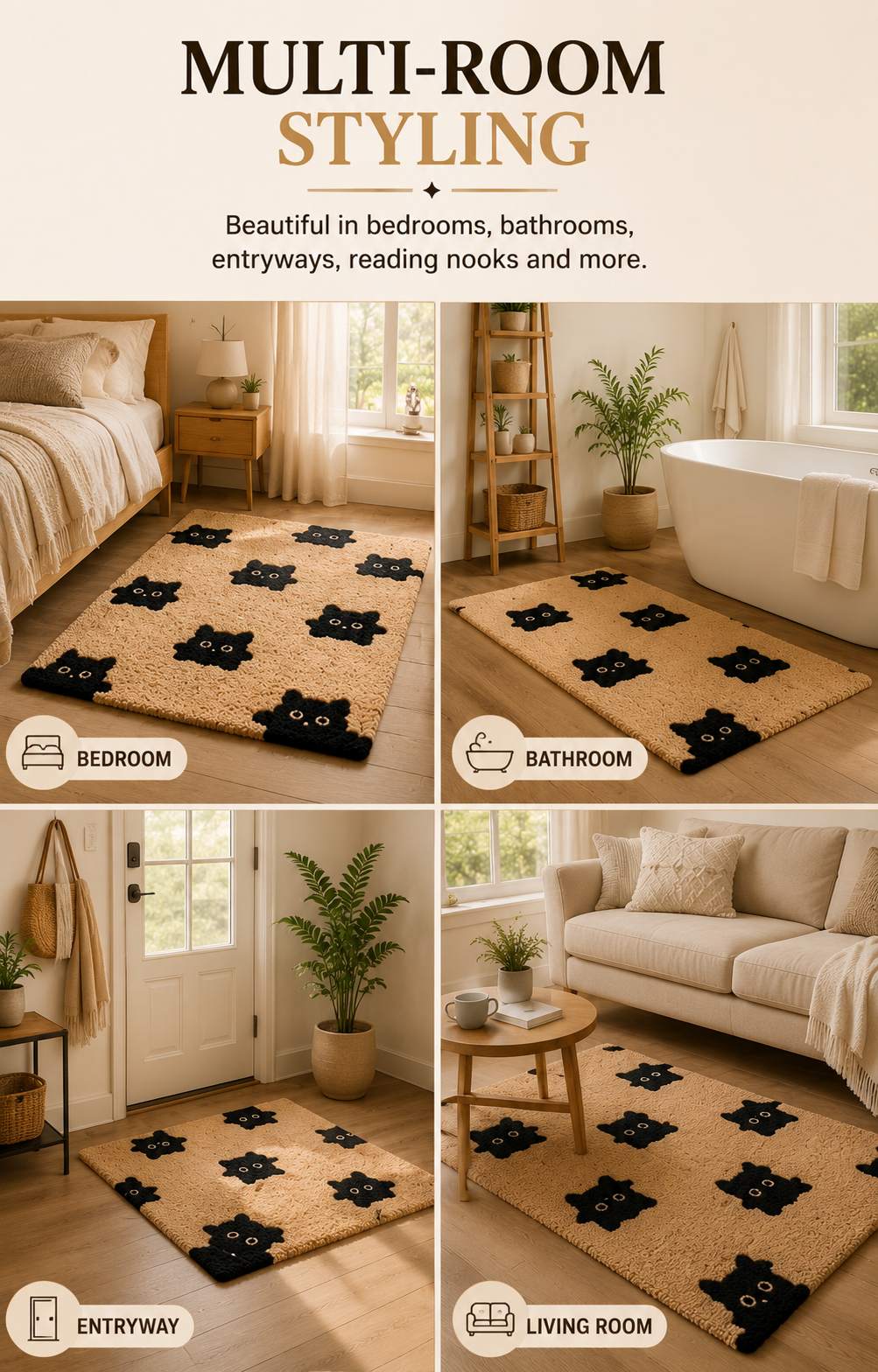 Beautiful in bedrooms, bathrooms, entryways, reading nooks, and apartments.
