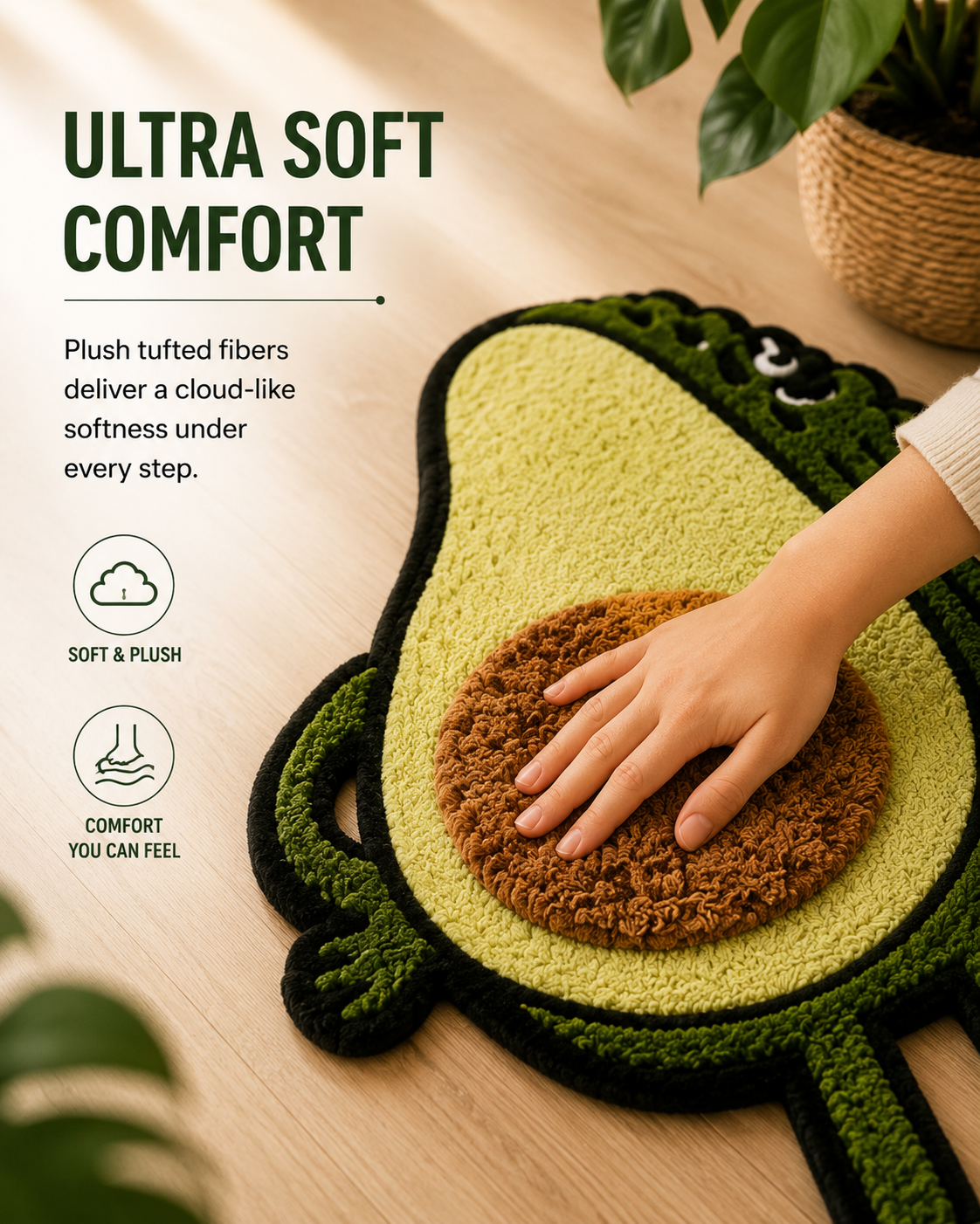 Plush tufted fibers create a cozy, cloud-like feel under every step.