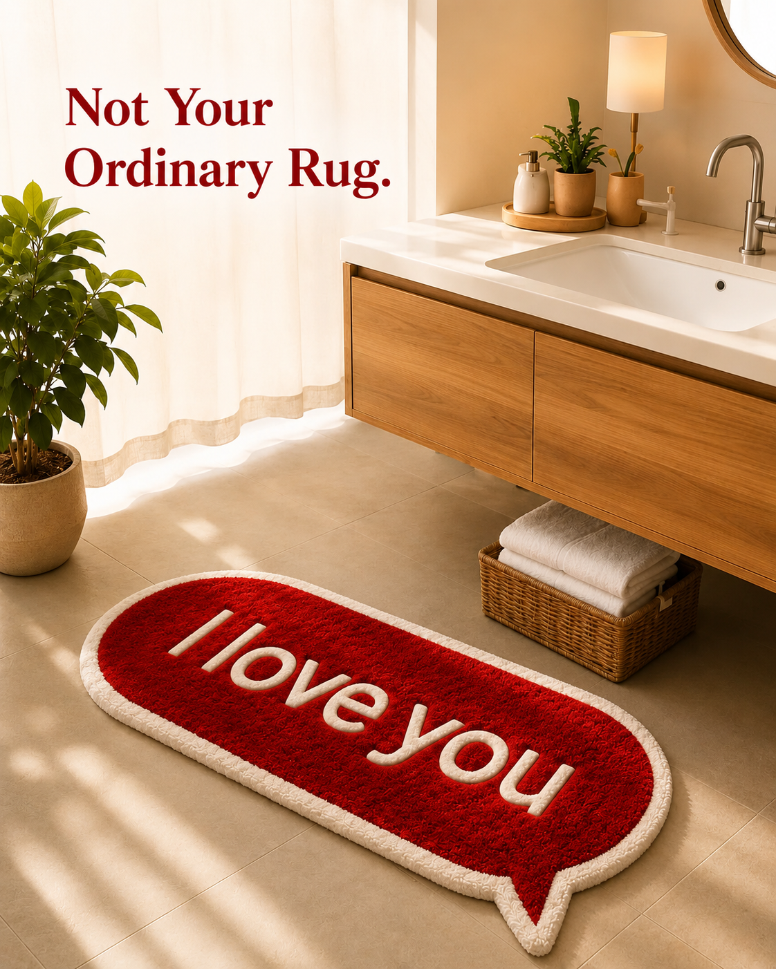 Love You Tufted Runner Rug | Soft Plush Statement Rug | Modern Bedroom & Hallway Decor