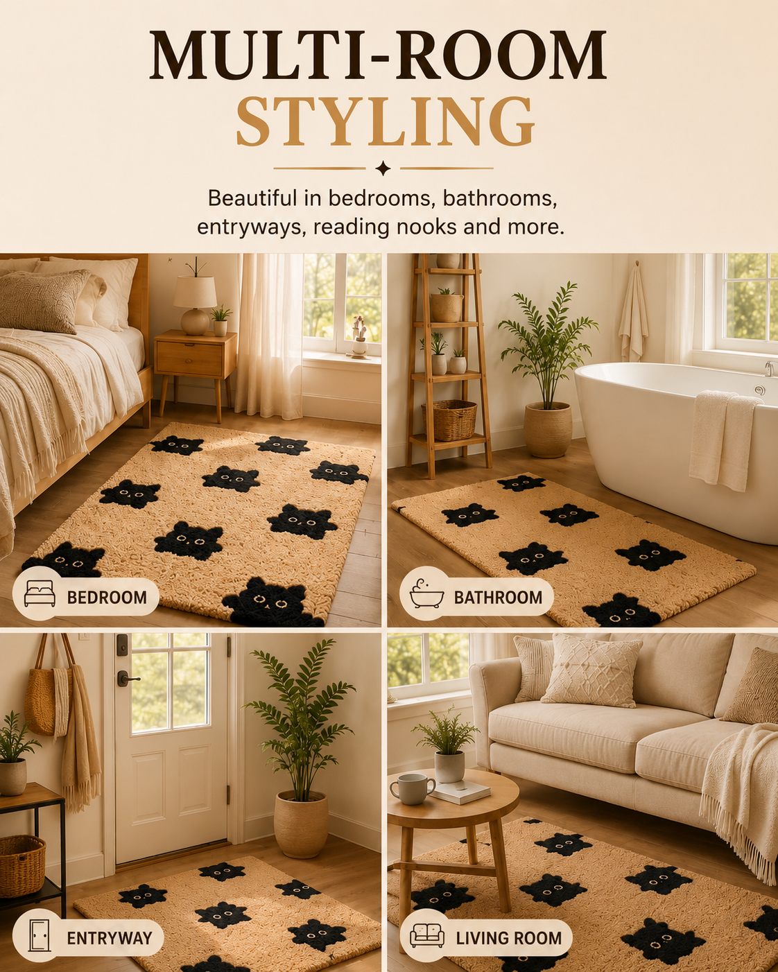 Beautiful in bedrooms, bathrooms, entryways, reading nooks, and apartments.