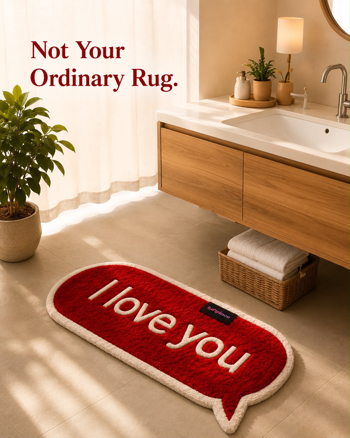 Love You Tufted Runner Rug | Soft Plush Statement Rug | Modern Bedroom & Hallway Decor