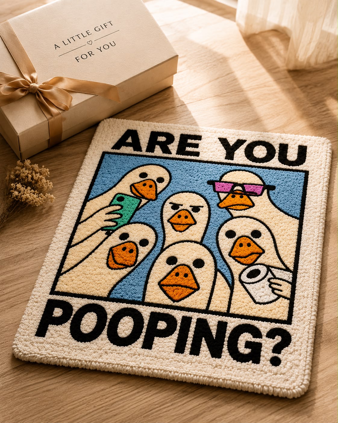"Are You Pooping?" Funny Bathroom Rug – Premium Plush Anti-Slip Bath Mat | Soft & Washable