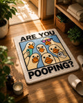 "Are You Pooping?" Funny Bathroom Rug – Premium Plush Anti-Slip Bath Mat | Soft & Washable