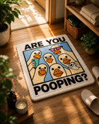 "Are You Pooping?" Funny Bathroom Rug – Premium Plush Anti-Slip Bath Mat | Soft & Washable