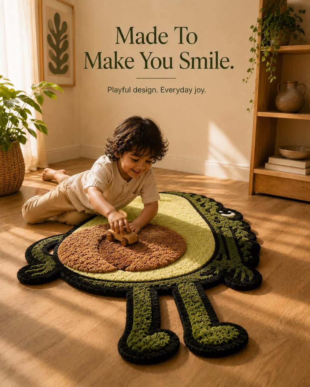 Avocado Tufted Rug | Cute Plush Cartoon Floor Mat | Soft Play Rug for Kids & Modern Homes