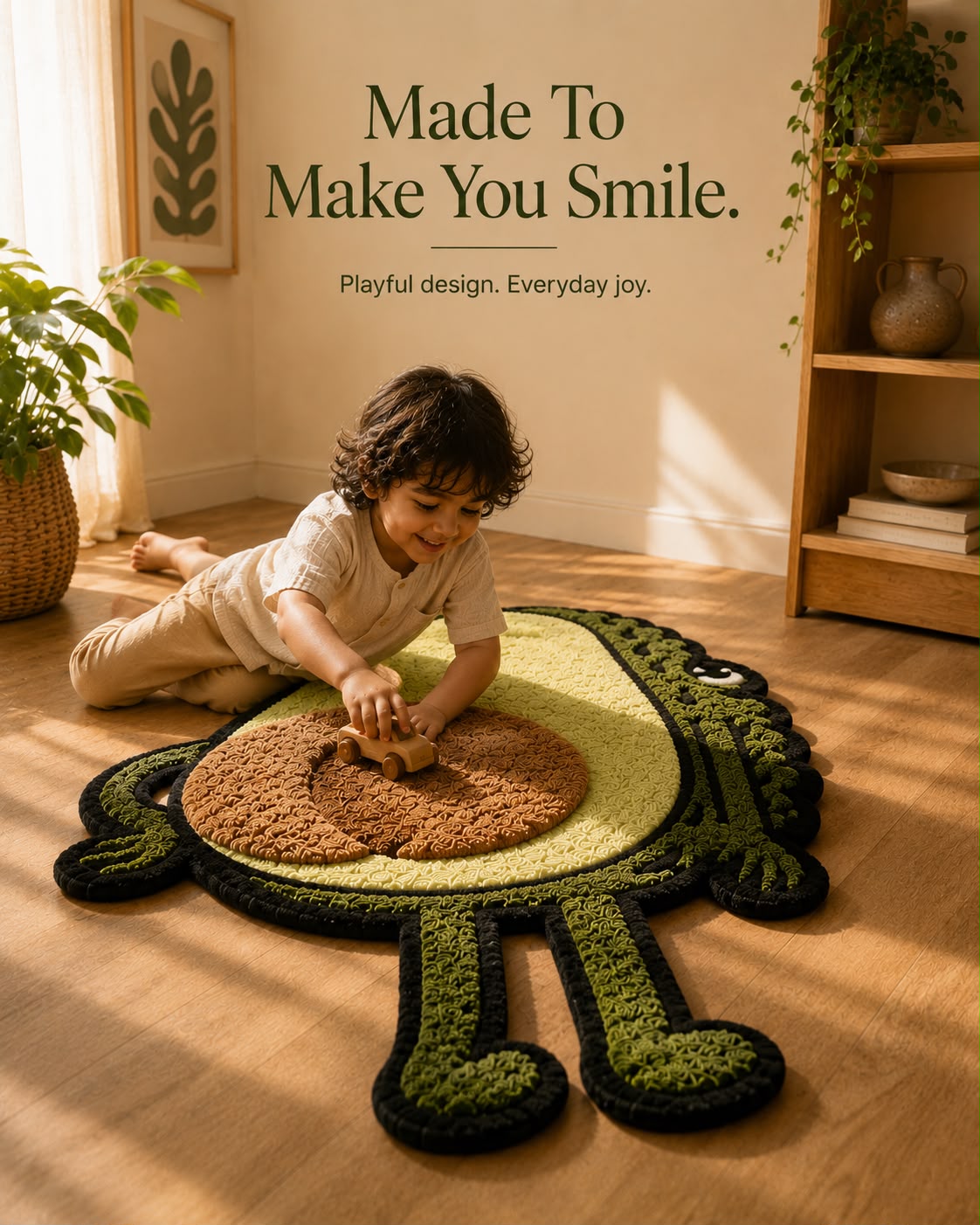 Avocado Tufted Rug | Cute Plush Cartoon Floor Mat | Soft Play Rug for Kids & Modern Homes