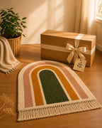 Rainbow Arch Tufted Rug | Soft Plush Boho Bedroom Rug | Premium Scandinavian Home Decor