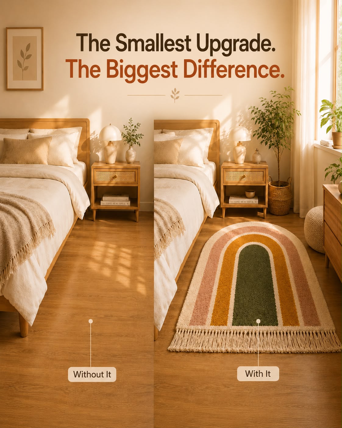 Rainbow Arch Tufted Rug | Soft Plush Boho Bedroom Rug | Premium Scandinavian Home Decor