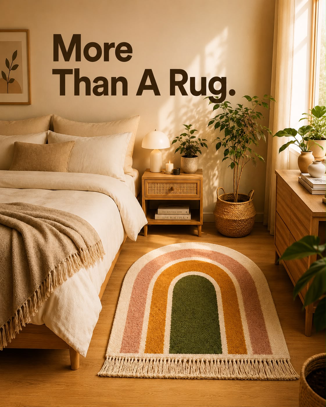 Rainbow Arch Tufted Rug | Soft Plush Boho Bedroom Rug | Premium Scandinavian Home Decor