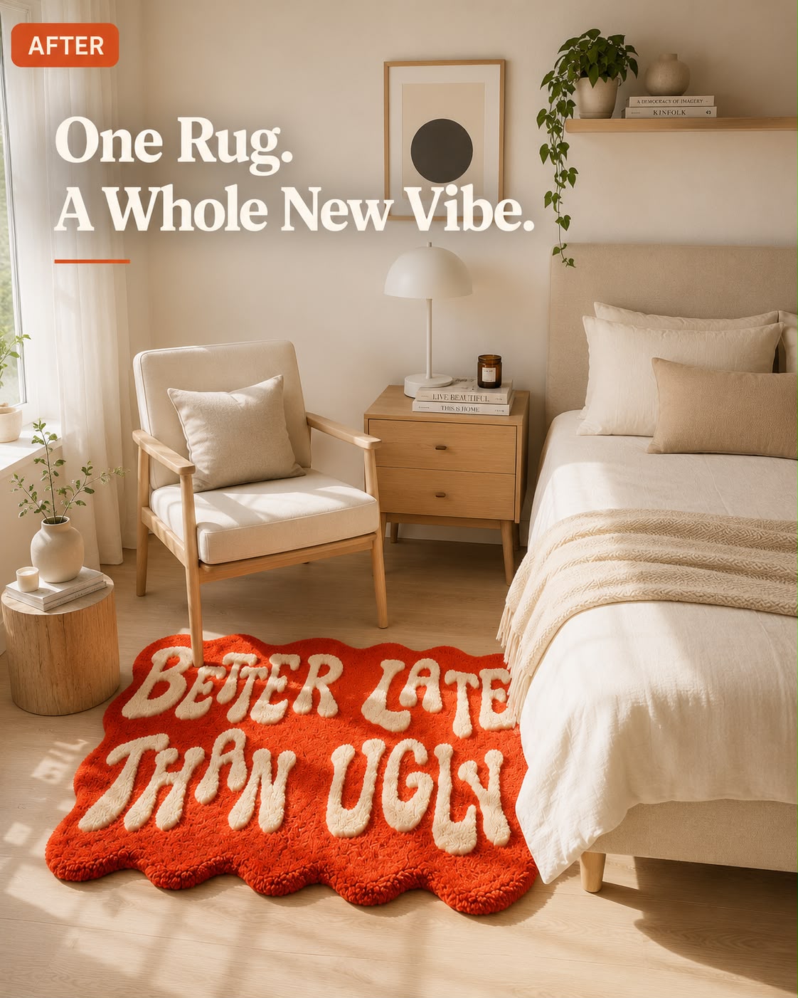"Better Late Than Ugly" Tufted Rug | Premium Plush Statement Accent Rug (30 × 40 Inches)