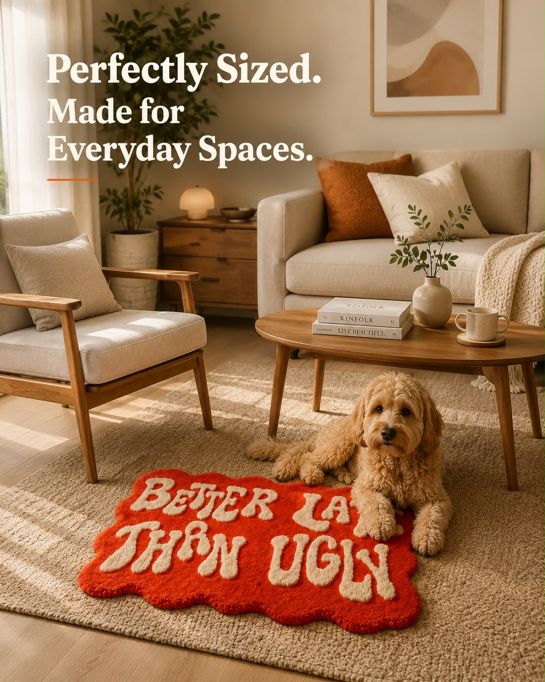 "Better Late Than Ugly" Tufted Rug | Premium Plush Statement Accent Rug (30 × 40 Inches)