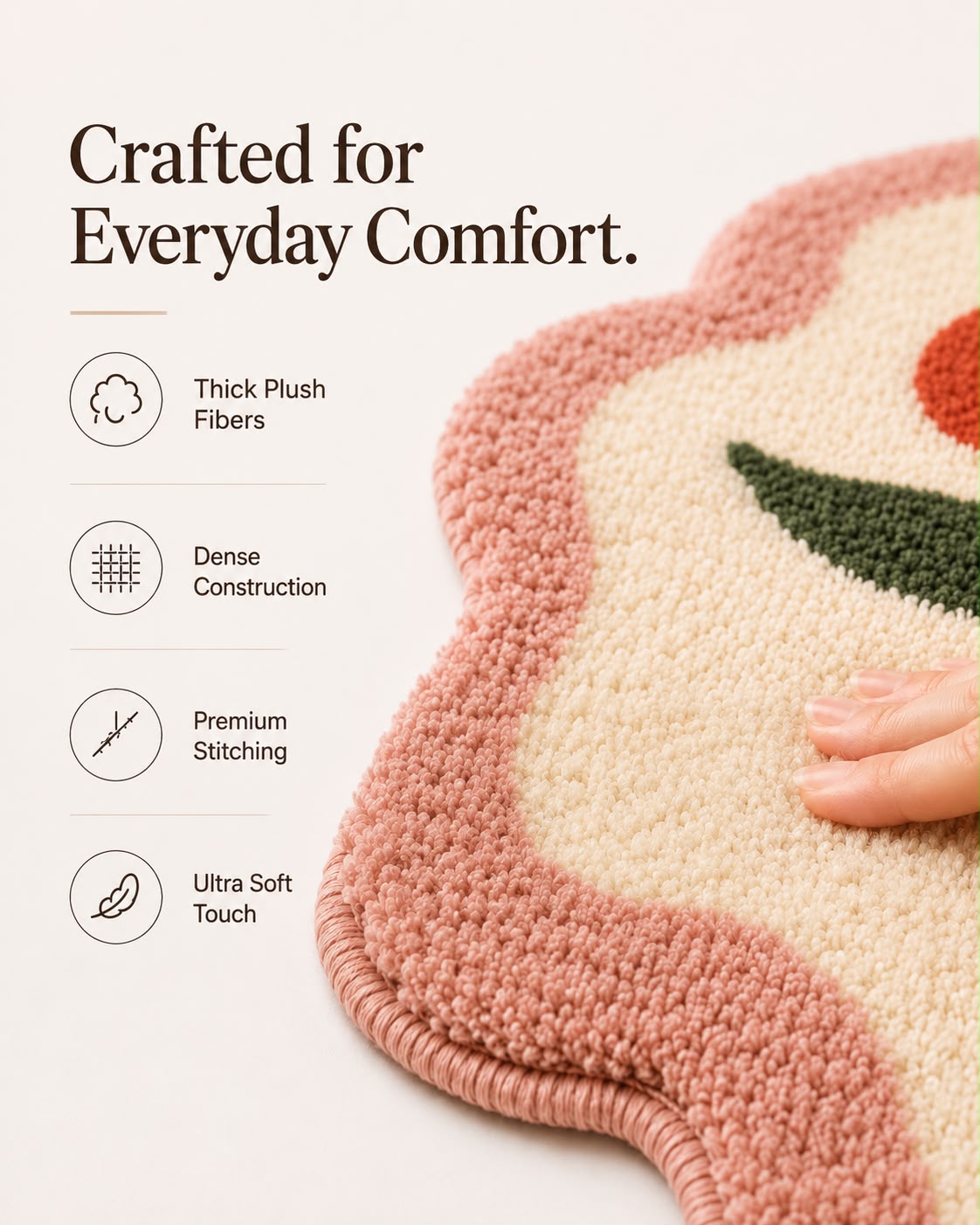 Bloom Flower Tufted Rug | Premium Plush Floral Accent Rug | Soft Decorative Rug