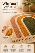 Rainbow Arch Tufted Rug | Soft Plush Boho Bedroom Rug | Premium Scandinavian Home Decor
