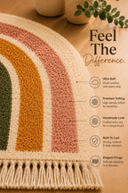 Rainbow Arch Tufted Rug | Soft Plush Boho Bedroom Rug | Premium Scandinavian Home Decor