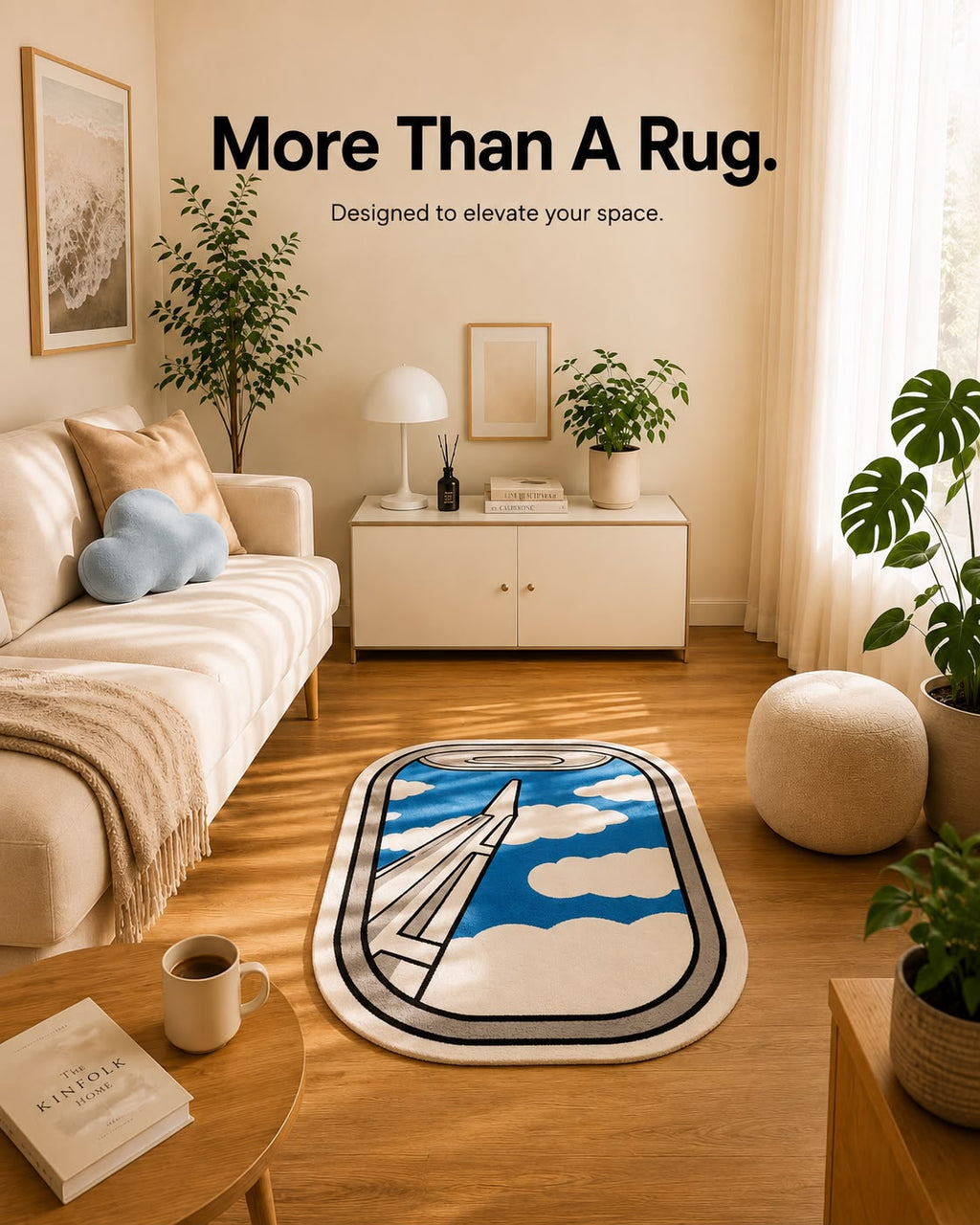 Window View Tufted Rug | Premium Plush Scenic Accent Rug | Modern Minimal Home Decor