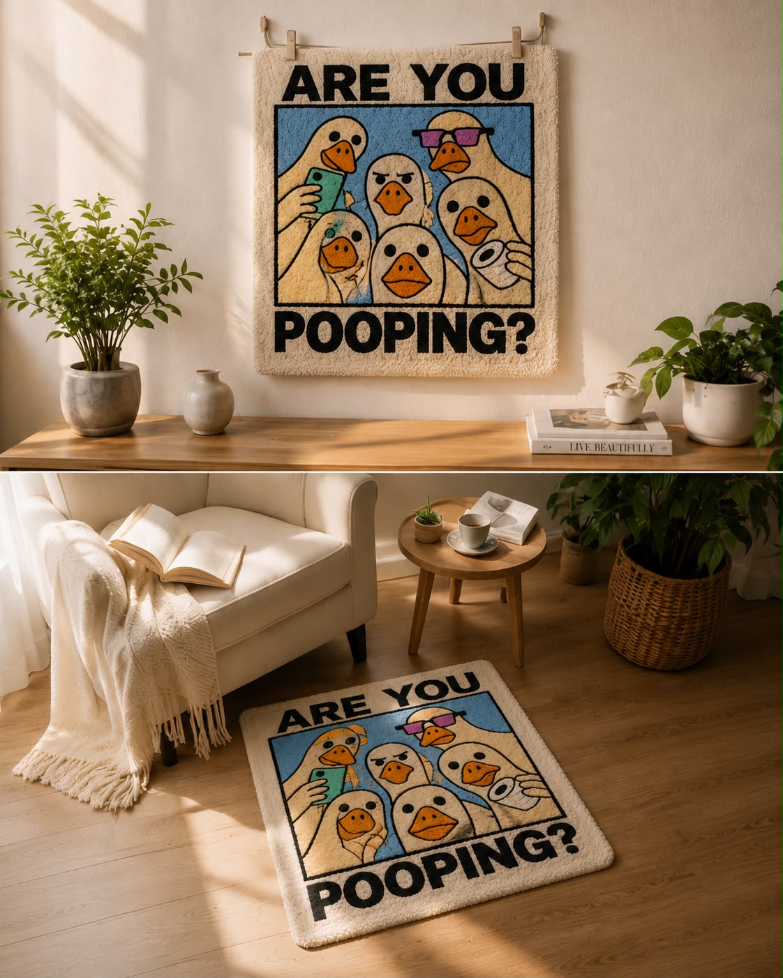 "Are You Pooping?" Funny Bathroom Rug – Premium Plush Anti-Slip Bath Mat | Soft & Washable