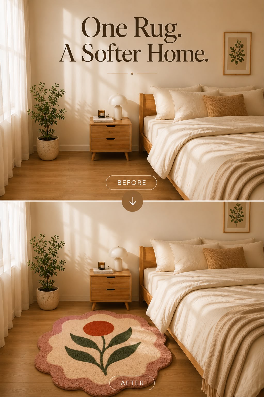 Bloom Flower Tufted Rug | Premium Plush Floral Accent Rug | Soft Decorative Rug