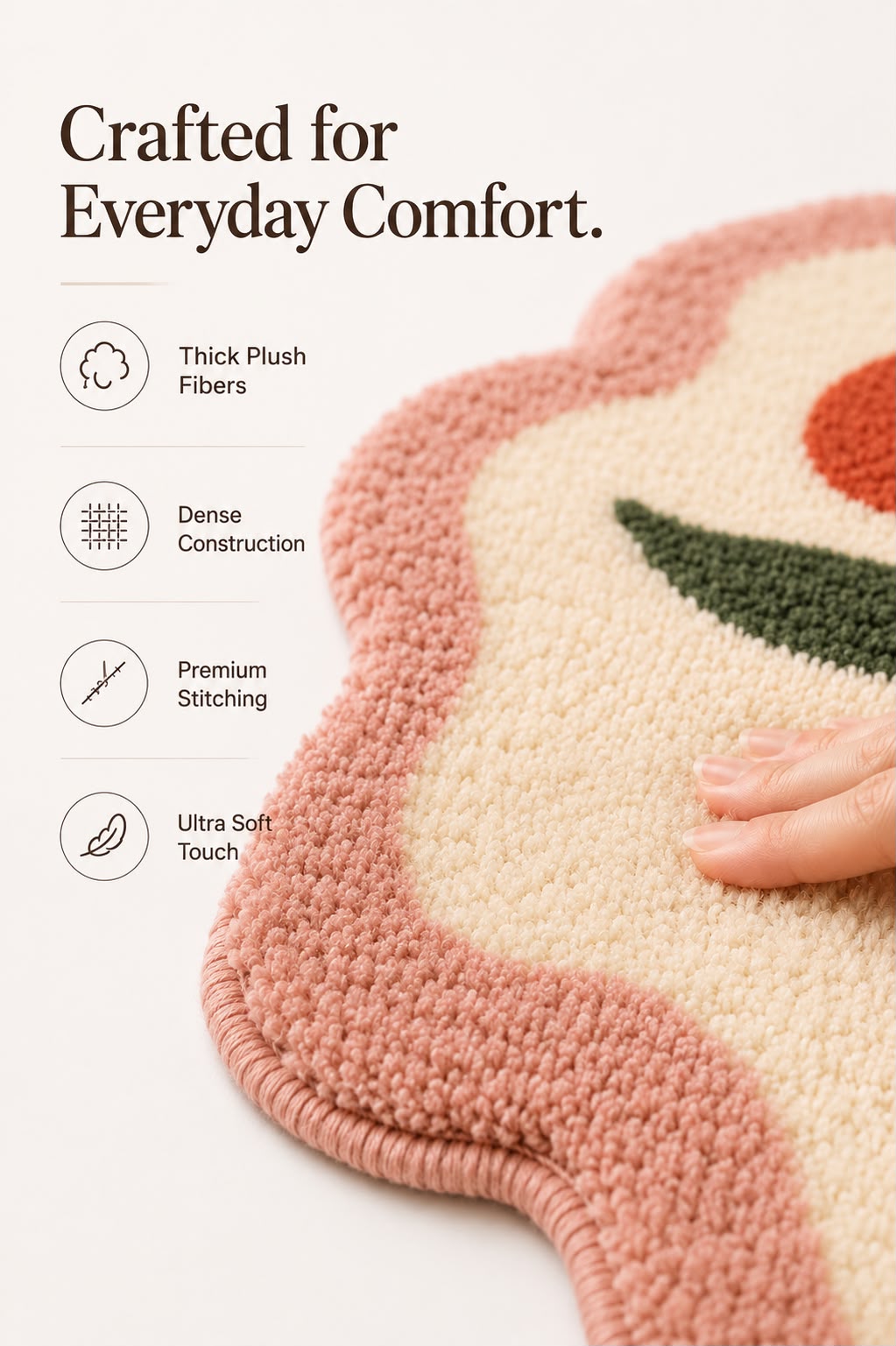 Bloom Flower Tufted Rug | Premium Plush Floral Accent Rug | Soft Decorative Rug