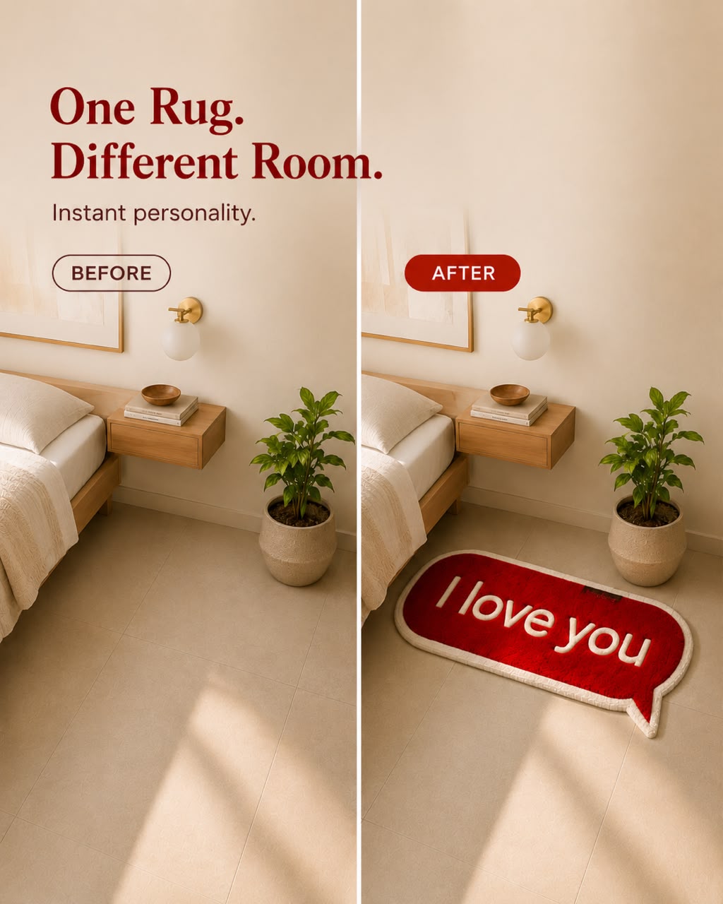 Love You Tufted Runner Rug | Soft Plush Statement Rug | Modern Bedroom & Hallway Decor