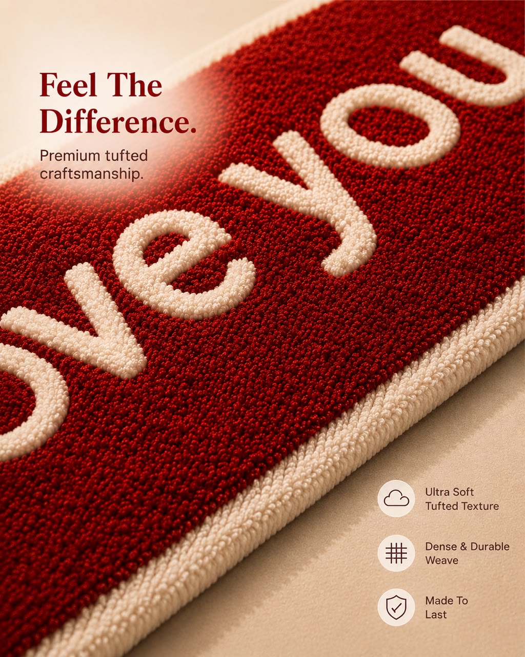 Love You Tufted Runner Rug | Soft Plush Statement Rug | Modern Bedroom & Hallway Decor