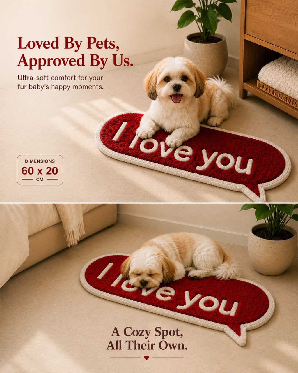 Love You Tufted Runner Rug | Soft Plush Statement Rug | Modern Bedroom & Hallway Decor