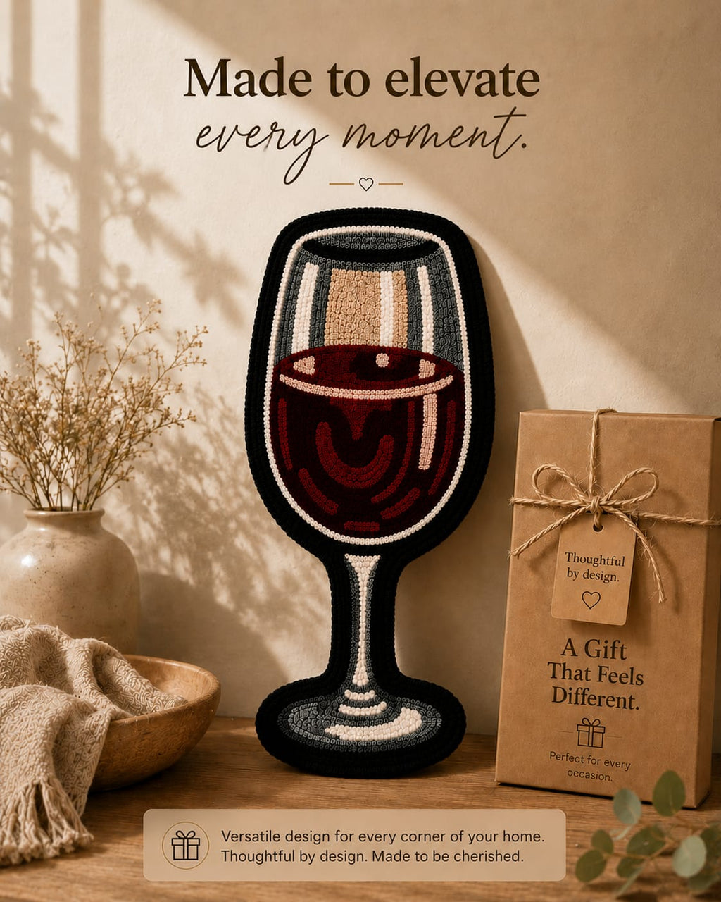 Wine Glass Tufted Rug | Premium Plush Statement Rug | Modern Bar & Kitchen Decor