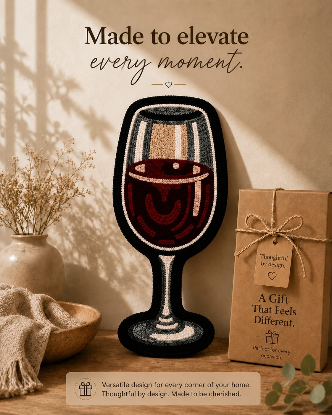 Wine Glass Tufted Rug | Premium Plush Statement Rug | Modern Bar & Kitchen Decor