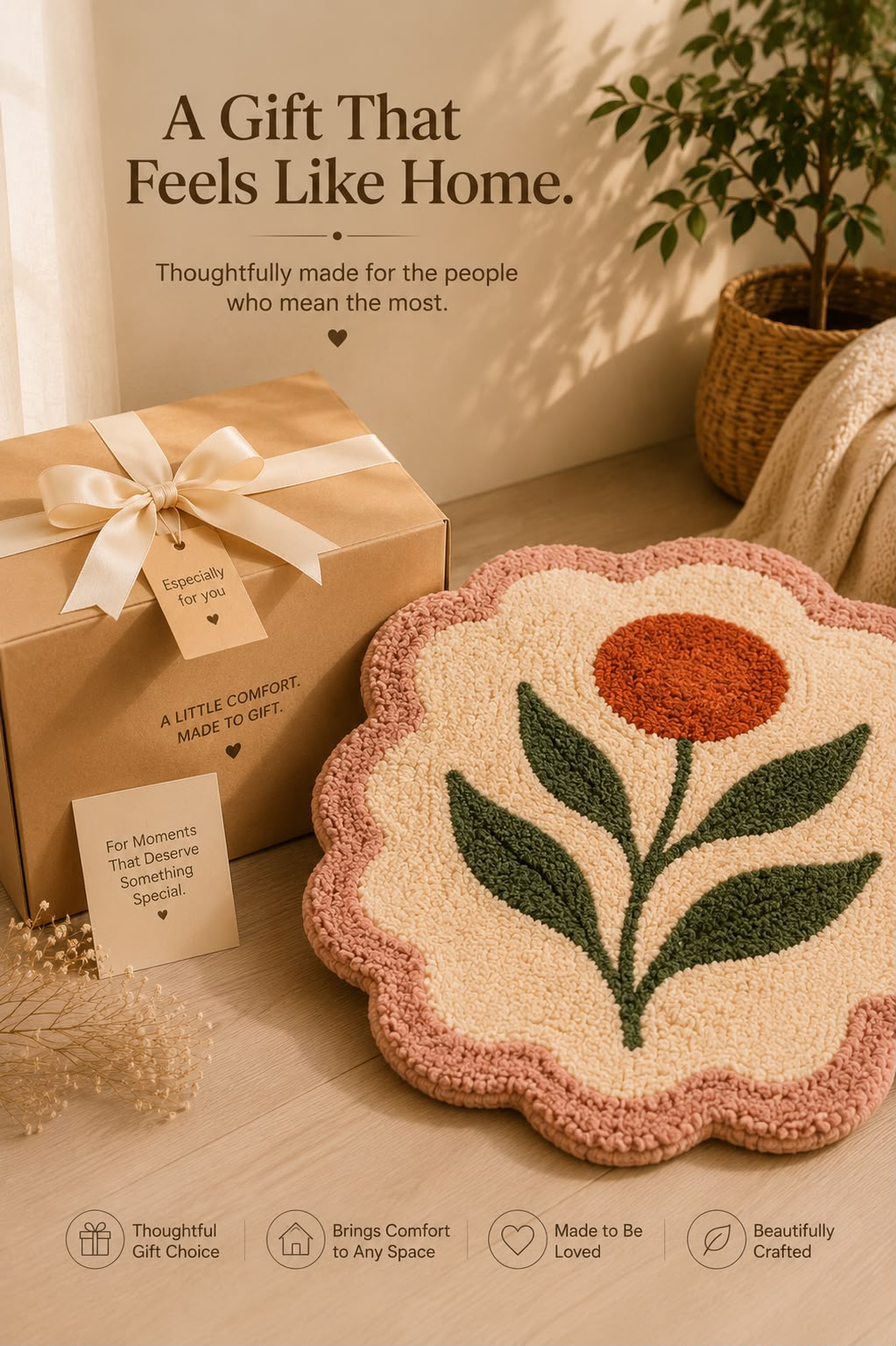 Bloom Flower Tufted Rug | Premium Plush Floral Accent Rug | Soft Decorative Rug