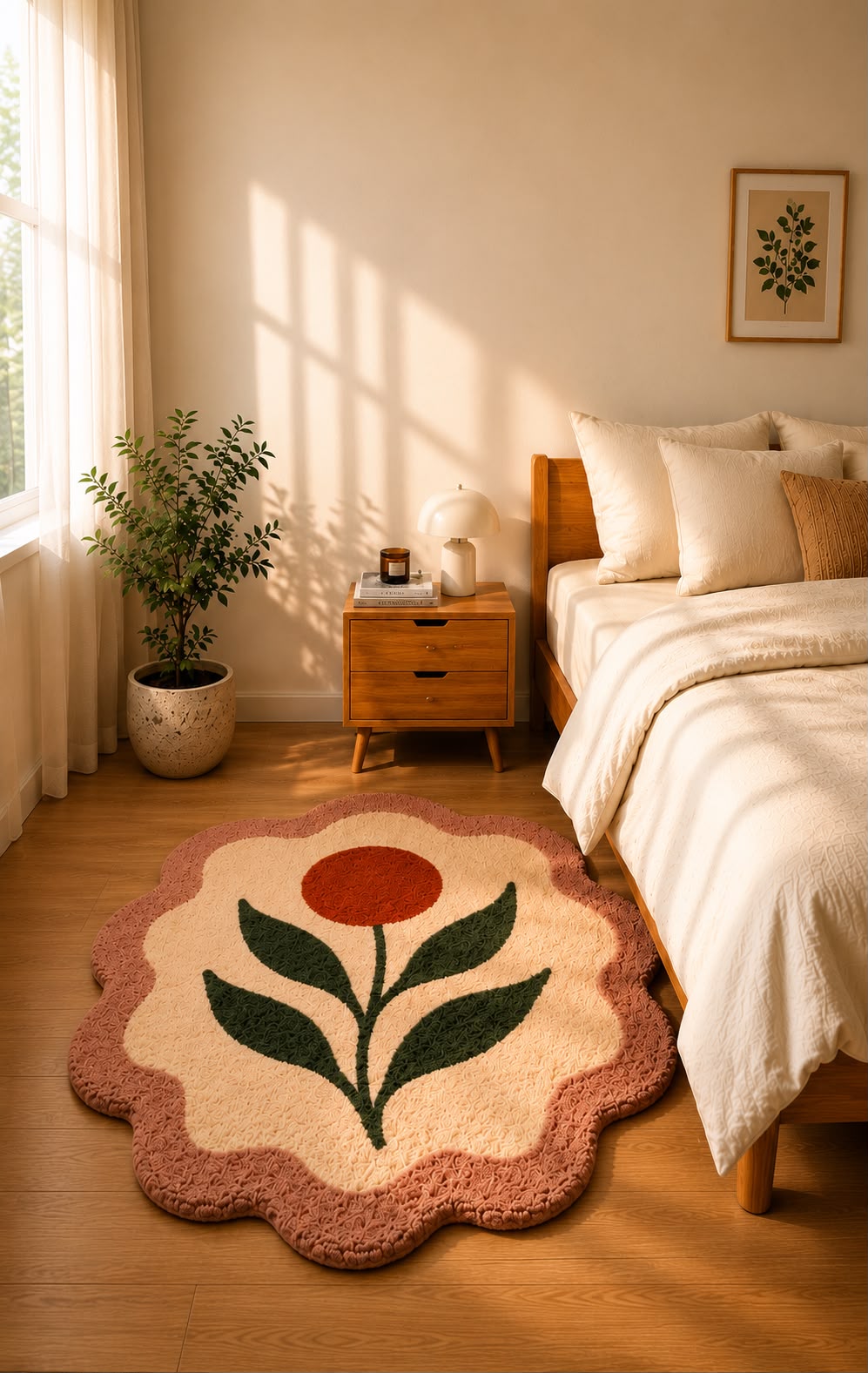 Bloom Flower Tufted Rug | Premium Plush Floral Accent Rug | Soft Decorative Rug