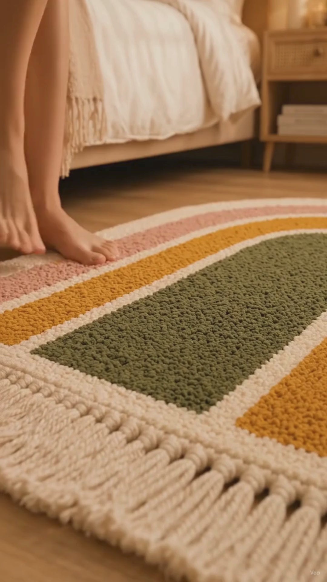 Rainbow Arch Tufted Rug | Soft Plush Boho Bedroom Rug | Premium Scandinavian Home Decor
